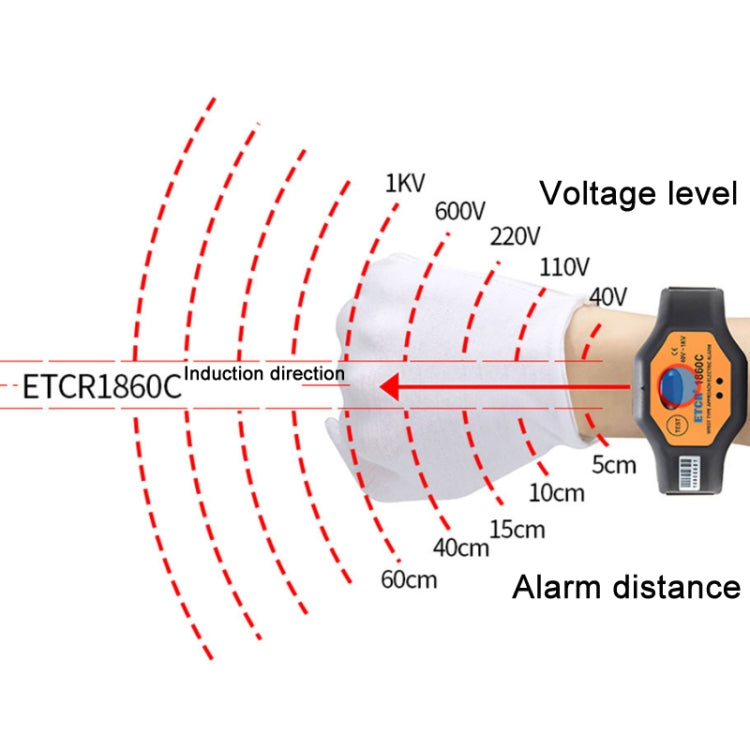 ETCR Non-contact High Voltage Alarm Ellectrician Test Pen, Model: ETCR1860C For Wrist - Current & Voltage Tester by ETCR | Online Shopping South Africa | PMC Jewellery | Buy Now Pay Later Mobicred