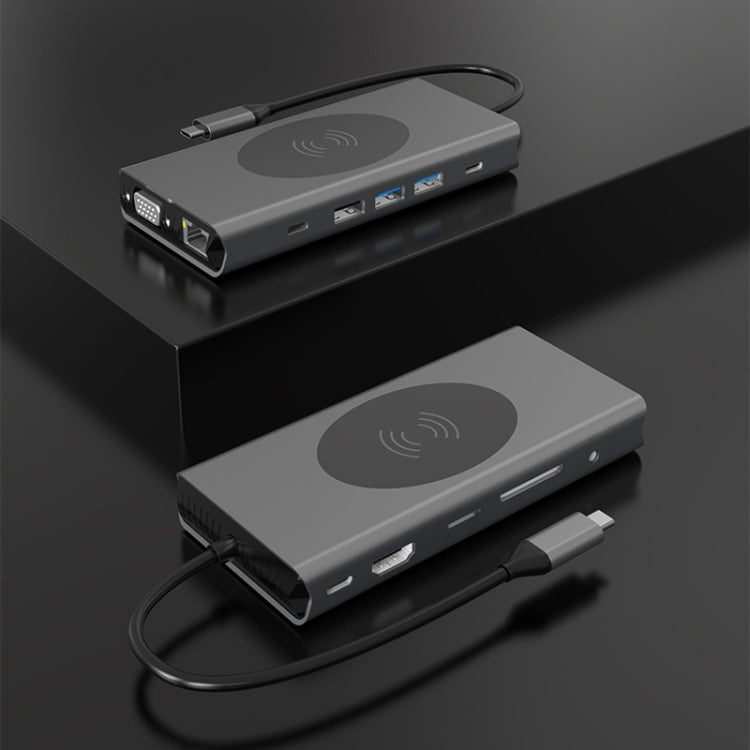 BX13V 13 In 1 Type-C Docking Station Wireless Charging Hub - USB HUB by PMC TechLife | Online Shopping South Africa | PMC TechLife