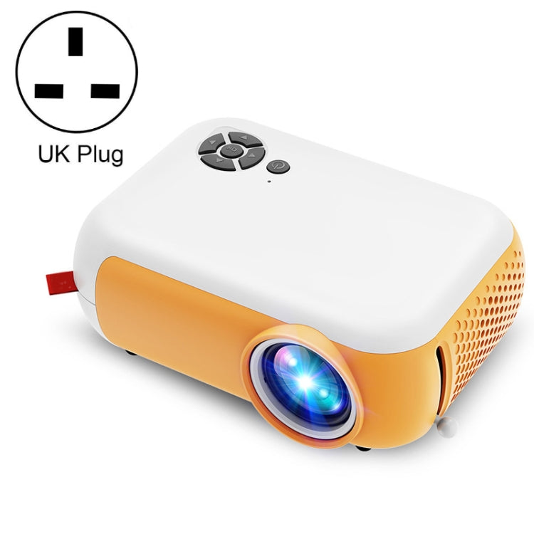 A10 480x360 Pixel Projector Support 1080P Projector ,Style: Basic Model White Yellow (UK Plug) - Mini Projector by PMC Jewellery | Online Shopping South Africa | PMC Jewellery | Buy Now Pay Later Mobicred