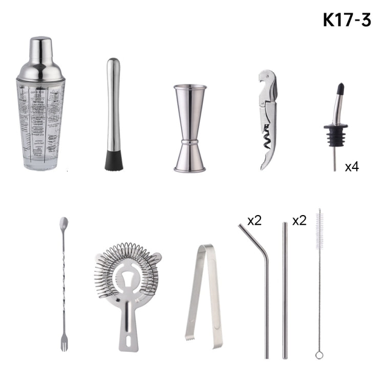 17 in 1 400ml Glass Shaker with Graduated Shaker Set(K17-3) - free shipping - PMC TechLife - Order now!