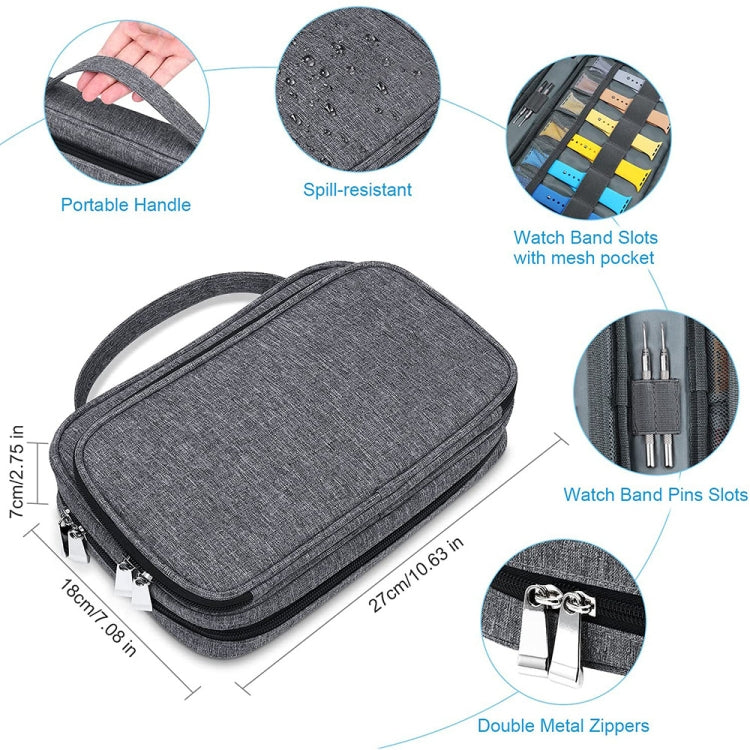 Multifunction Watch Strap Data Line 36 Slots Storage Bag(Grey) - free shipping - PMC TechLife - Order now!