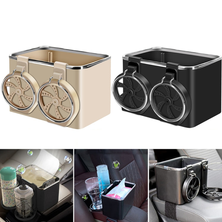 Car Paper Box Hanging Armrest Box Storage Box Cup Holder(Beige Double Cup) - Tissue Boxes by PMC TechLife | Online Shopping South Africa | PMC TechLife