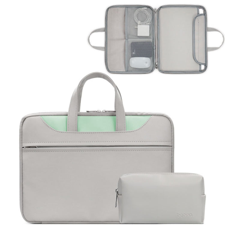 Baona BN-Q006 PU Leather Full Opening Laptop Handbag For 11/12 inches(Gray+Mint Green+Power Bag) - 12.1 inch by Baona | Online Shopping South Africa | PMC Jewellery | Buy Now Pay Later Mobicred