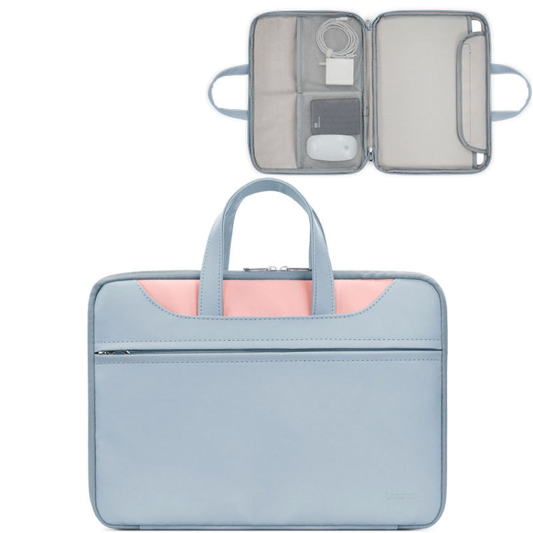 Baona BN-Q006 PU Leather Full Opening Laptop Handbag For 15/15.6/16 inches(Sky Blue+Pink) - 15.6 - 17 inch by Baona | Online Shopping South Africa | PMC Jewellery | Buy Now Pay Later Mobicred