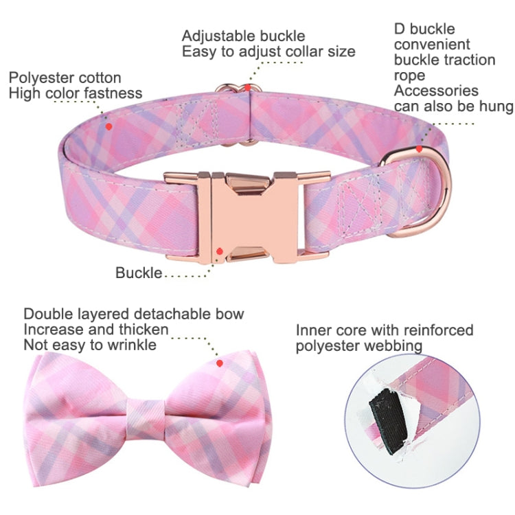 Rose Gold Buckle Pet Detachable Bow Collar, Size: M 2.0x33-50cm(Sweet Pink Girl) - Collars by PMC Jewellery | Online Shopping South Africa | PMC Jewellery