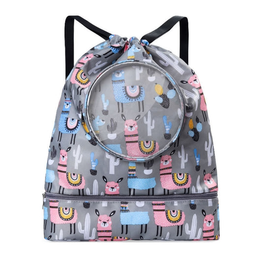 Wet And Dry Separation Waterproof Drawstring Shoulder Beach Swimming Bag For Children Gray L - Waterproof Bags by PMC Jewellery | Online Shopping South Africa | PMC Jewellery | Buy Now Pay Later Mobicred