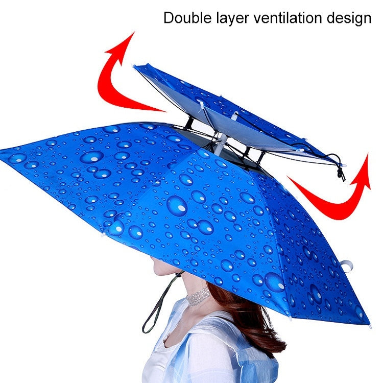 Double-layer Fishing Umbrella Hat Outdoor Sunscreen And Rainproof Folding Umbrella Hat, Color: 95 Camellia Vinyl (Rubber Sleeve) - Umbrellas by PMC Jewellery | Online Shopping South Africa | PMC Jewellery