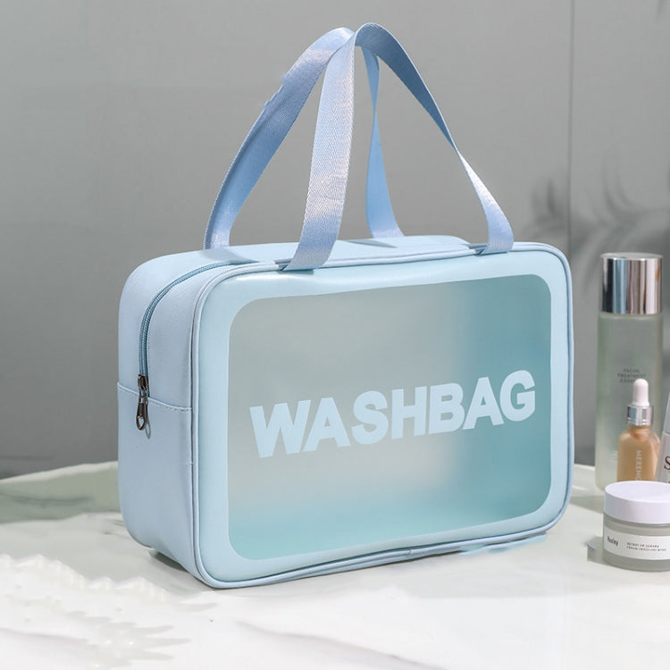 2 PCS Frosted Translucent Waterproof Storage Bag Cosmetic Bag Swimming Bag Wash Bag Blue L - Waterproof Bags by PMC Jewellery | Online Shopping South Africa | PMC Jewellery