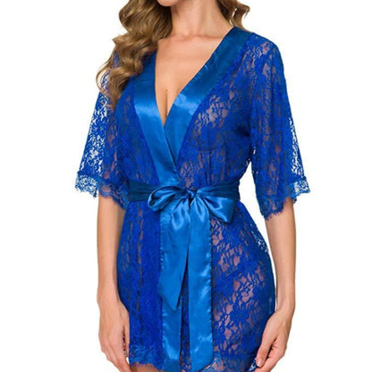 Women Lace Cutout Nightgown Sexy Suit, Size: M(Blue) - Pajamas & Bathrobe by PMC Jewellery | Online Shopping South Africa | PMC Jewellery