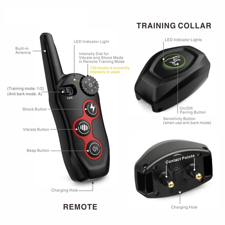 Remote Control Trainer Dog Collar Automatic Barking Stopper, Specification: 1 Drag 2 Red+Orange - free shipping - PMC TechLife - Order now!