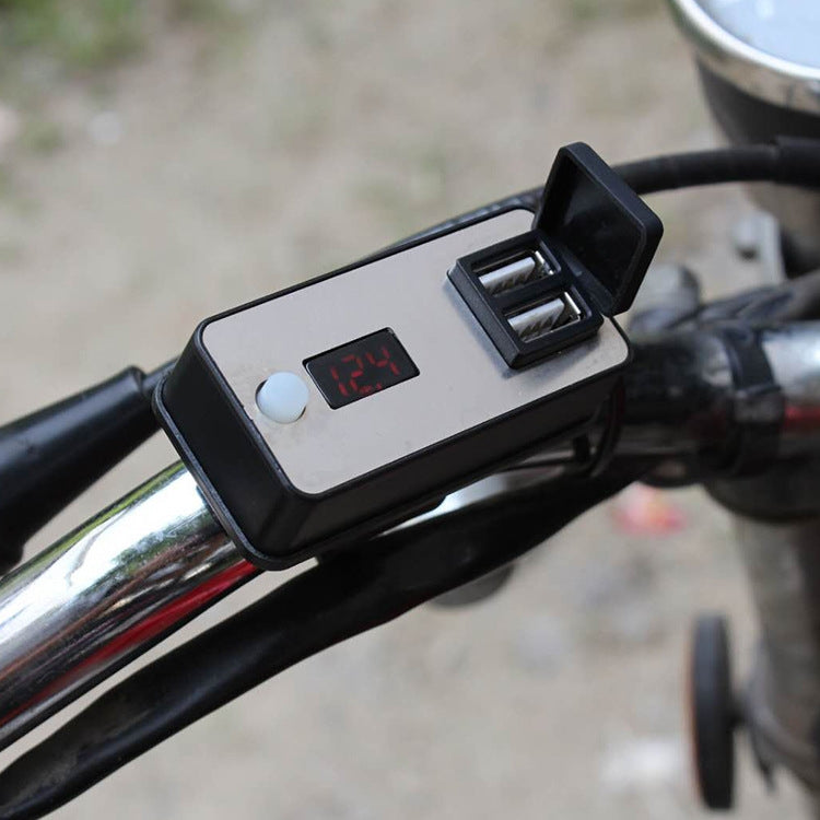 Digital Display Dual USB Universal Waterproof Motorcycle Mobile Phone Charger(2.4A 12-24V) - Battery Charger by PMC TechLife | Online Shopping South Africa | PMC TechLife | Buy Now Pay Later Mobicred