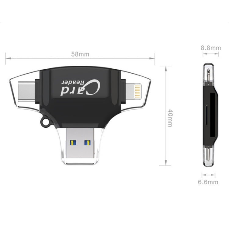 USB 2.0+8Pin +Type-C+Micro USB  4 In 1 Card Reader Supports Reading SD&TF Car(White) -  by null | Online Shopping South Africa | PMC Jewellery | Buy Now Pay Later Mobicred