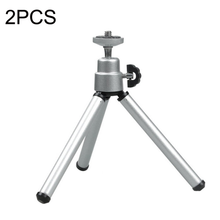 2PCS Projector Phone Stand Desktop Portable Telescopic Mini Metal Tripod, Style: 2 Sections (Silver) - Tripods by PMC Jewellery | Online Shopping South Africa | PMC Jewellery