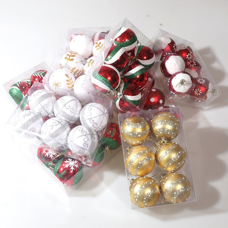 6pcs/pack 6cm Painted Christmas Ball Decoration Props(Red and White Spiral Stripes) - Ornaments by PMC TechLife | Online Shopping South Africa | PMC TechLife