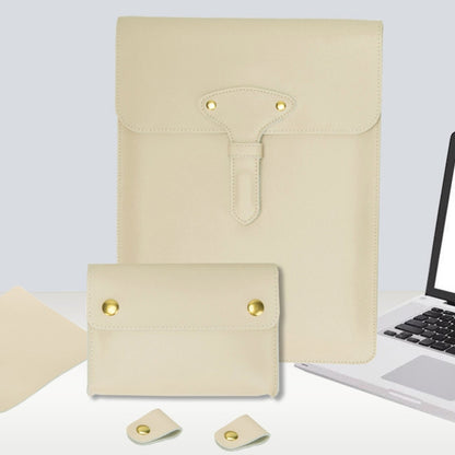 S177 3 In 1 Leather Waterproof Laptop Liner Bags, Size: 13 inches(Light Yellow) - 13.3 inch by PMC Jewellery | Online Shopping South Africa | PMC Jewellery | Buy Now Pay Later Mobicred