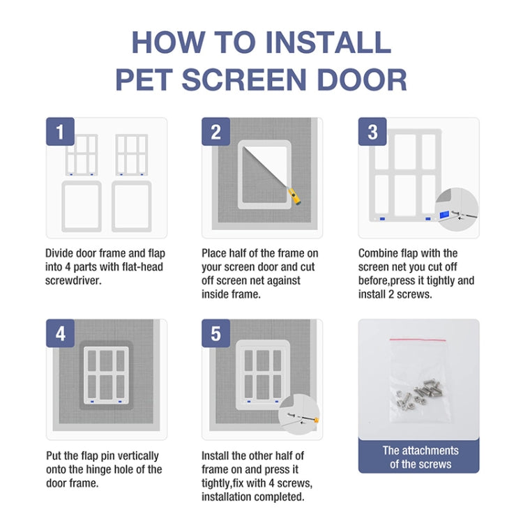 34cmx 44cm  Pet Plaid Door For Screen Window Door Hole With Automatic Closure Lockable(White) - Pet Screen Doors by PMC TechLife | Online Shopping South Africa | PMC TechLife | Buy Now Pay Later Mobicred