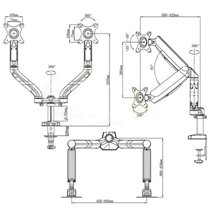 KALOC Computer Monitor Desktop Double Screen Air Pressure Lifting Bracket - Laptop Stand by KALOC | Online Shopping South Africa | PMC Jewellery | Buy Now Pay Later Mobicred