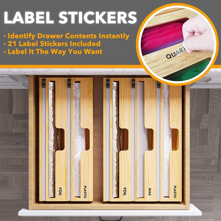Aluminum Foil Wrap Dispenser Wood Storage Box for Kitchen Drawer,Style: Three Slots - Shelf by PMC TechLife | Online Shopping South Africa | PMC TechLife