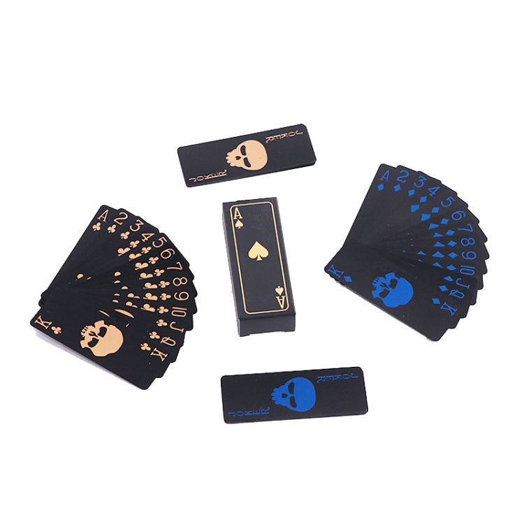 10 PCS Fluorescent PVC Skull Playing Cards Waterproof  Playing Cards,Size: 3.2 x 8.7cm Blue+Gold - Gambling by PMC Jewellery | Online Shopping South Africa | PMC Jewellery