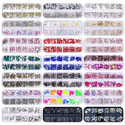 12 Grid Flat Bottom Shaped Nail Rhinestones Nail Decoration, Specification: 01 - Nail Stickers by PMC Jewellery | Online Shopping South Africa | PMC Jewellery | Buy Now Pay Later Mobicred