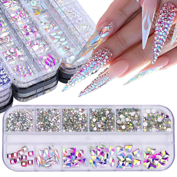 12 Grid Flat Bottom Shaped Nail Rhinestones Nail Decoration, Specification: 02 - Nail Stickers by PMC Jewellery | Online Shopping South Africa | PMC Jewellery | Buy Now Pay Later Mobicred