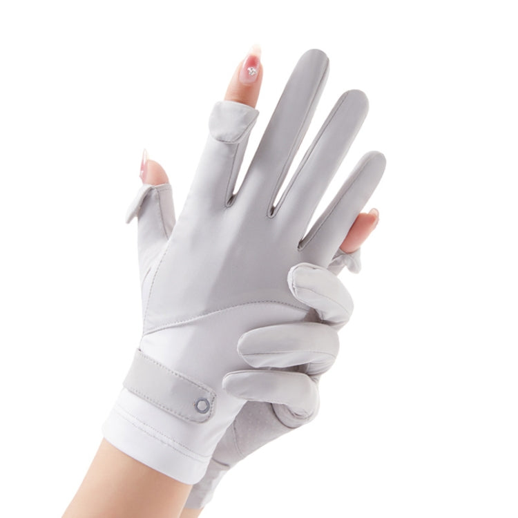 FSN02 1pair UV Resistant Ice Silk Breathable Cool Non-Slip Cycling Driving Thin Gloves Free Code(Gray White) - Safety Gloves by PMC TechLife | Online Shopping South Africa | PMC TechLife | Buy Now Pay Later Mobicred