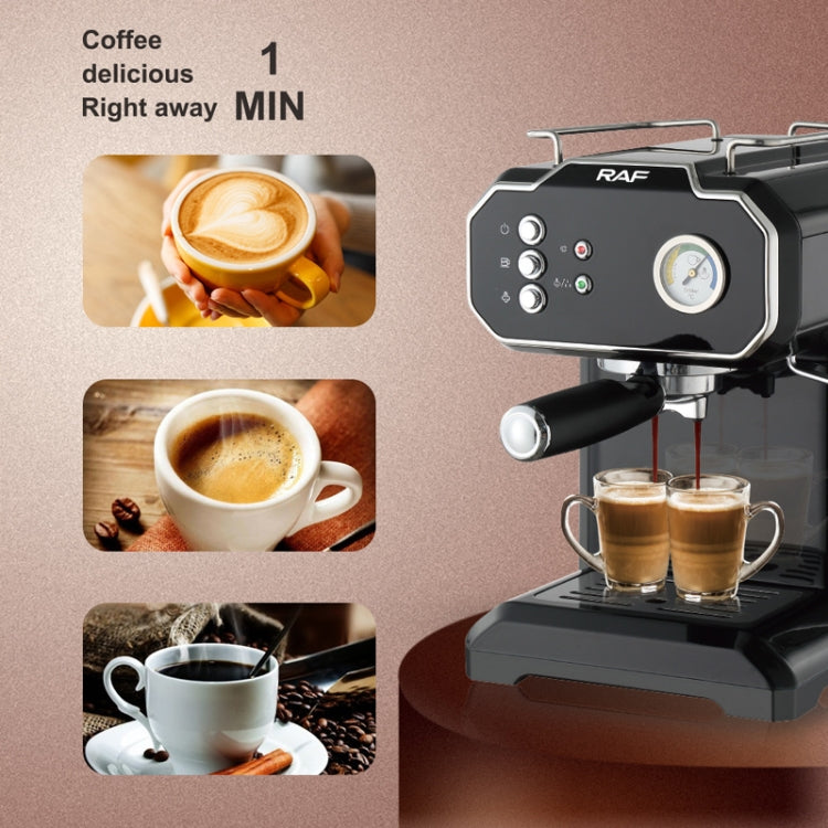RAF R.104 Home Small Semi Automatic High Pressure Steam Milk Foaming Coffee Machine, EU Plug(Black) - free shipping - PMC TechLife - Order now!