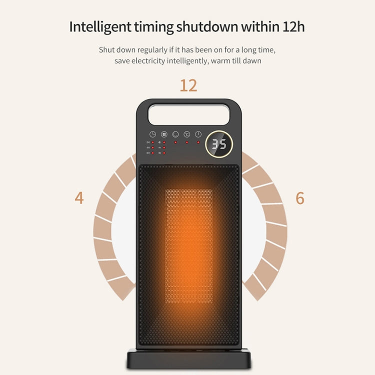 LCD Digital Display Rotary Remote Control Heater PTC Ceramic Heating Heater, Spec: UK Plug (Black) - Electric Heaters by PMC TechLife | Online Shopping South Africa | PMC TechLife | Buy Now Pay Later Mobicred
