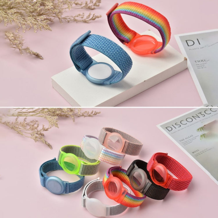 220mm  For AirTag Tracker Child Adult Nylon Strap Wristband Protective Case (Rainbow) - Watch Strap Series by PMC TechLife | Online Shopping South Africa | PMC TechLife | Buy Now Pay Later Mobicred