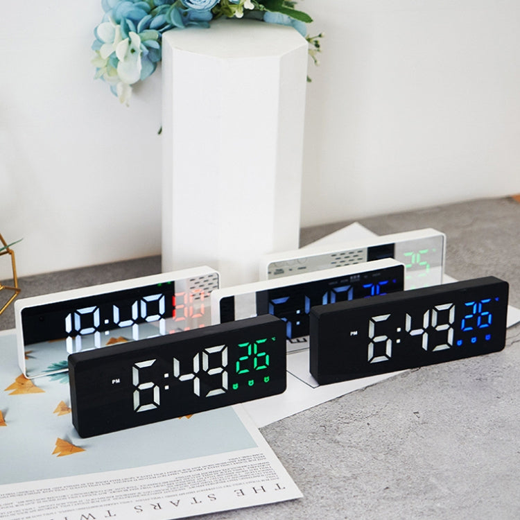 0715 Voice-activated LED Mute Date Temperature Display Electronic Clock(Black Shell Blue Light) - Alarm Clocks by PMc TechLife | Online Shopping South Africa | PMc TechLife | Buy Now Pay Later Mobicred