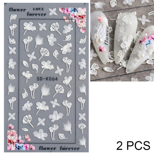 2 PCS 5D Stereoscopic Hollow Lace Nail Stickers Nail Art 3D Flower Embossed Stickers(5D-K57) - Nail Stickers by PMC Jewellery | Online Shopping South Africa | PMC Jewellery | Buy Now Pay Later Mobicred