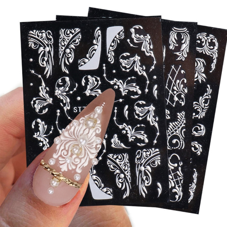 5D Three-dimensional Carved Nail Art Stickers Rose Pattern Embossed Nail Stickers(Stz-5D09) - Nail Stickers by PMC Jewellery | Online Shopping South Africa | PMC Jewellery | Buy Now Pay Later Mobicred