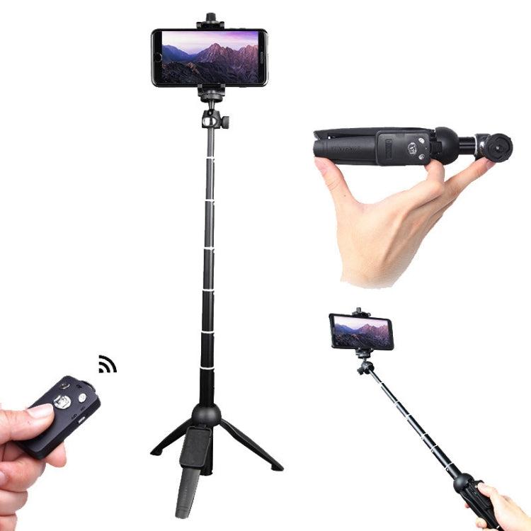YUNTENG 9928 Mobile Phone Selfie Rod Tripod With Bluetooth Remote Control(20-100cm Black) - free shipping - PMC Jewellery - Order now!
