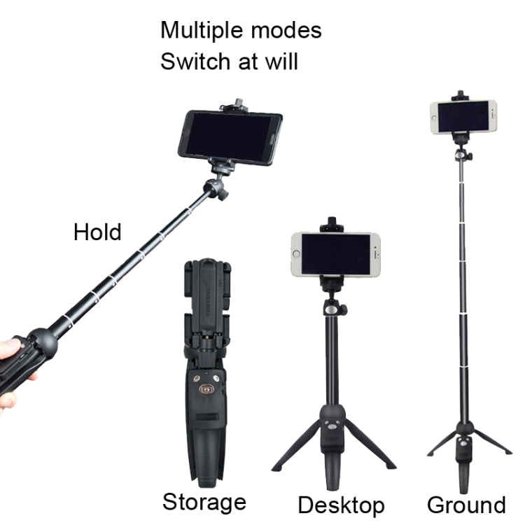 YUNTENG 9928 Mobile Phone Selfie Rod Tripod With Bluetooth Remote Control(20-100cm Black) - free shipping - PMC Jewellery - Order now!