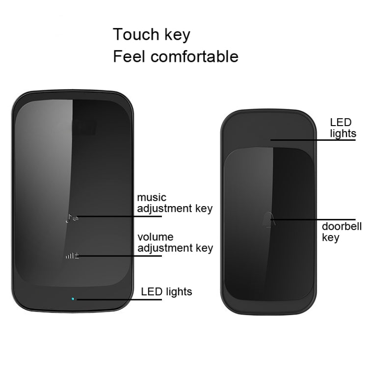 C03 1 For 1 Home Wireless IP44 Waterproof Touch Sensor Doorbell(US Plug Black) - Wireless Doorbell by PMc TechLife | Online Shopping South Africa | PMc TechLife | Buy Now Pay Later Mobicred