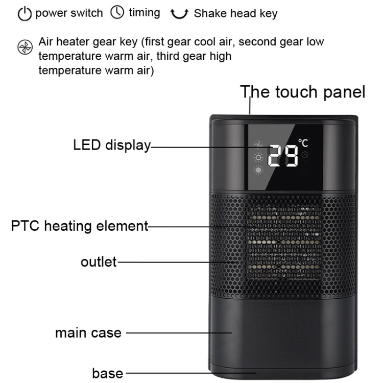 N8 Table Air Heater Indoor Quick Heat Energy Saving Electric Heater,  Specification: EU Plug(Black) - Electric Heaters by PMC Jewellery | Online Shopping South Africa | PMC Jewellery