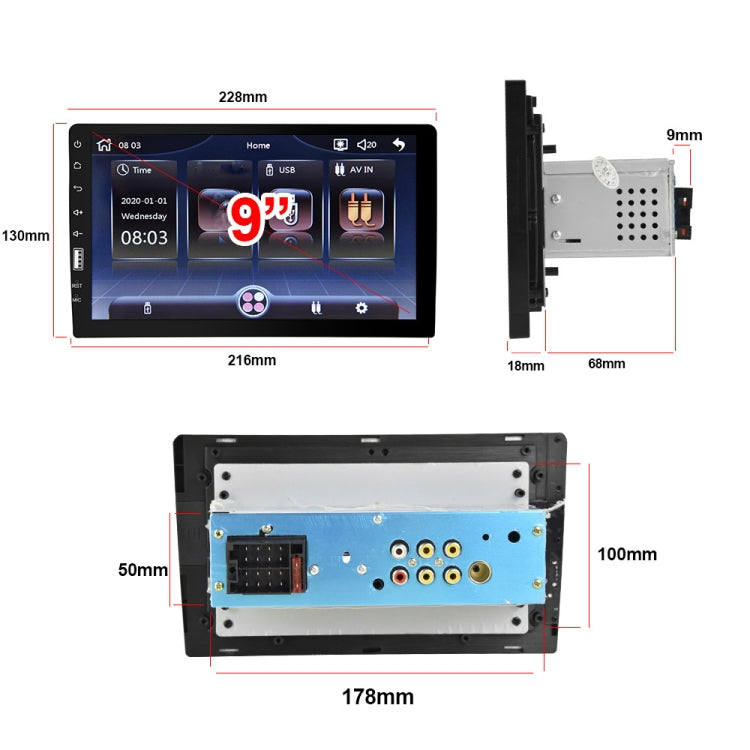 Q3570 9 inch Carplay Single Spindle MP5 Player, Style: Standard+4 Light Camera - Car MP3 & MP4 & MP5 by PMC TechLife | Online Shopping South Africa | PMC TechLife | Buy Now Pay Later Mobicred