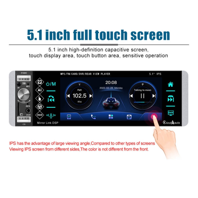 A2905 5.1 inch IPS Capacitive Screen Single Butt Carplay Player, Style: Standard+AHD Camera - Car MP3 & MP4 & MP5 by PMC Jewellery | Online Shopping South Africa | PMC Jewellery