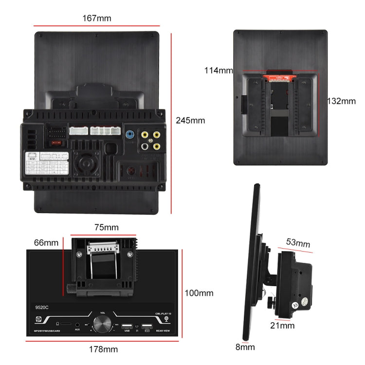 9520C Double Spindle 9.5 inch Vertical Screen Car MP5 Player, Style: Standard+4 Light Camera - Car MP3 & MP4 & MP5 by PMC TechLife | Online Shopping South Africa | PMC TechLife | Buy Now Pay Later Mobicred