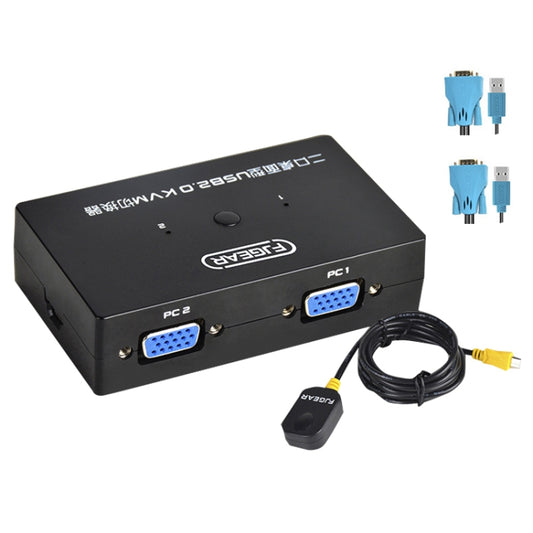 FJGEAR FJ-201UK 2 In 1 Out  KVM Switcher With Desktop Controller With Cable(Black) - Switch by FJGEAR | Online Shopping South Africa | PMC Jewellery | Buy Now Pay Later Mobicred