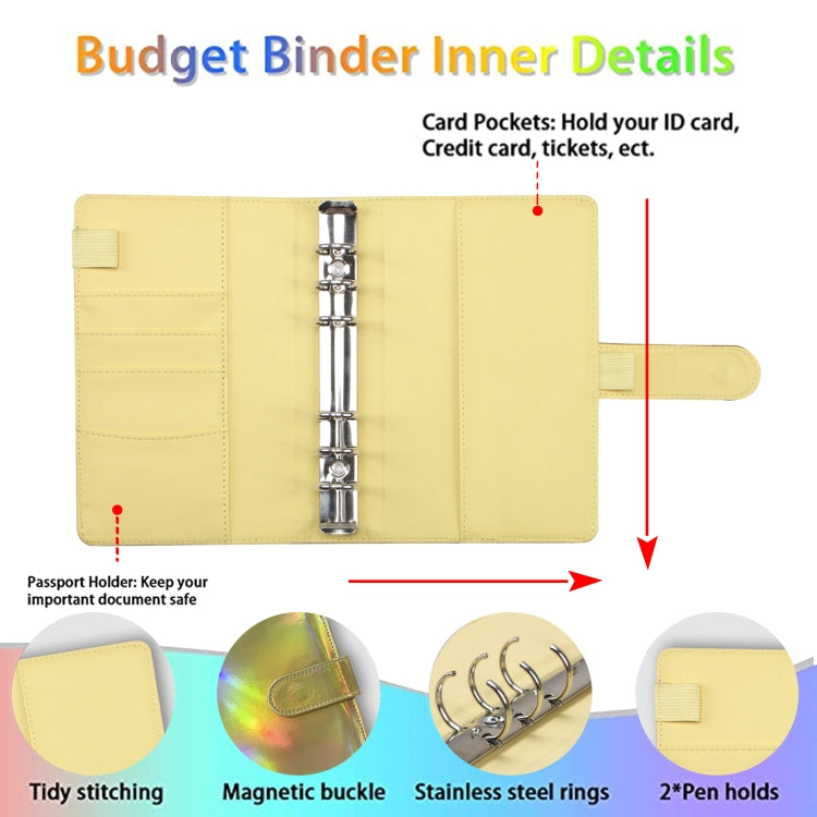 A6 Dazzling Color Loose-leaf Handbook Laser Macaroon PU Cash Budget Book(Blue) - Notebooks by PMc TechLife | Online Shopping South Africa | PMc TechLife | Buy Now Pay Later Mobicred