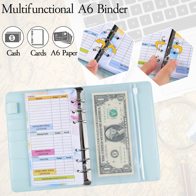 A6 Gradient Macaroon Loose-leaf Handbook Cash Budget Book(Gray White) - Notebooks by PMC TechLife | Online Shopping South Africa | PMC TechLife