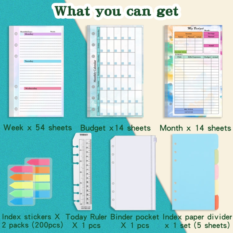 A6 6 Hole Budget Book Loose-leaf Replacement Core Handbook Insert,Spec: Kit 1 - Notebooks by PMC TechLife | Online Shopping South Africa | PMC TechLife