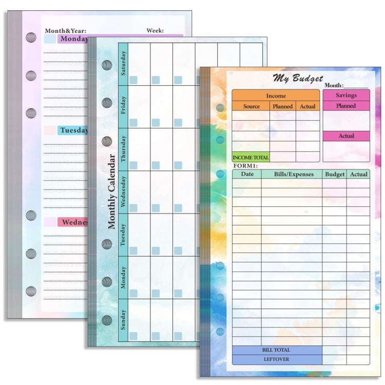 A6 6 Hole Budget Book Loose-leaf Replacement Core Handbook Insert,Spec: 3 In 1 - Notebooks by PMC TechLife | Online Shopping South Africa | PMC TechLife