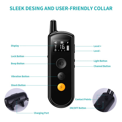 Remote Dog Trainer Rechargeable Waterproof Pet Electric Shock Collar Receiver+Remote Control - Collars by PMC Jewellery | Online Shopping South Africa | PMC Jewellery
