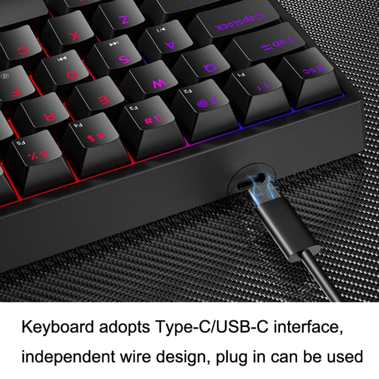 LEAVEN K620 61 Keys Hot Plug-in Glowing Game Wired Mechanical Keyboard, Cable Length: 1.8m, Color: Black White Green Shaft - Wired Keyboard by LEAVEN | Online Shopping South Africa | PMC Jewellery | Buy Now Pay Later Mobicred