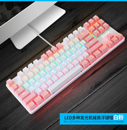 BAJEAL K100 87 Keys Green Shaft Wired Mechanical Keyboard, Cable Length: 1.6m(White Pink) - Wired Keyboard by BAJEAL | Online Shopping South Africa | PMC Jewellery | Buy Now Pay Later Mobicred