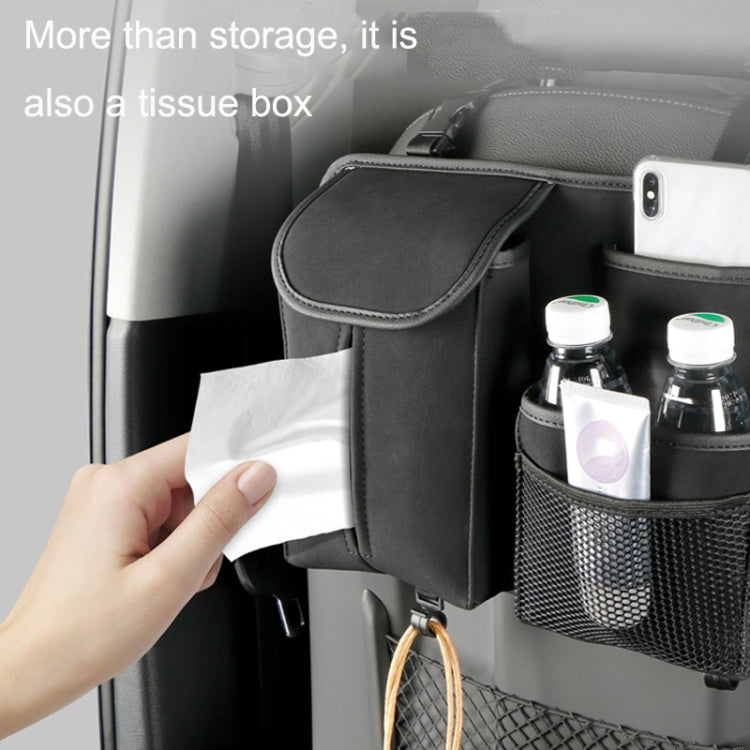 DE RAN FU Flip Fur Car Seat BackTissue Box Storage Hanging Bag With Hook(Black) - Tissue Boxes by PMC TechLife | Online Shopping South Africa | PMC TechLife | Buy Now Pay Later Mobicred