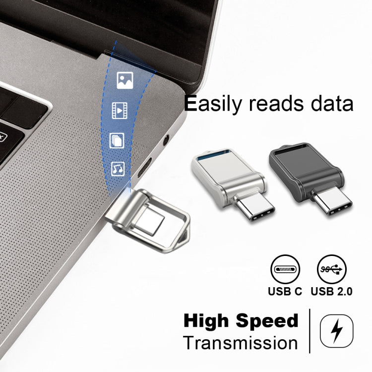 32GB USB 2.0 + Type-C/USB-C High Speed Mini Computer and Phone Dual-purpose Rotary U Disk(Black) - USB Flash Drives by PMC TechLife | Online Shopping South Africa | PMC TechLife | Buy Now Pay Later Mobicred