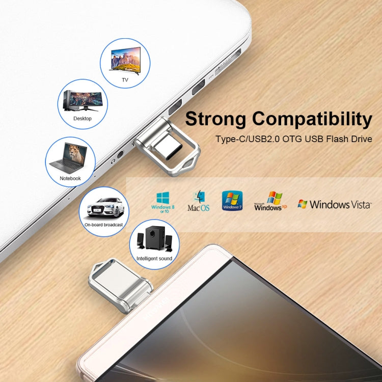 32GB USB 2.0 + Type-C/USB-C High Speed Mini Computer and Phone Dual-purpose Rotary U Disk(Black) - USB Flash Drives by PMC TechLife | Online Shopping South Africa | PMC TechLife | Buy Now Pay Later Mobicred
